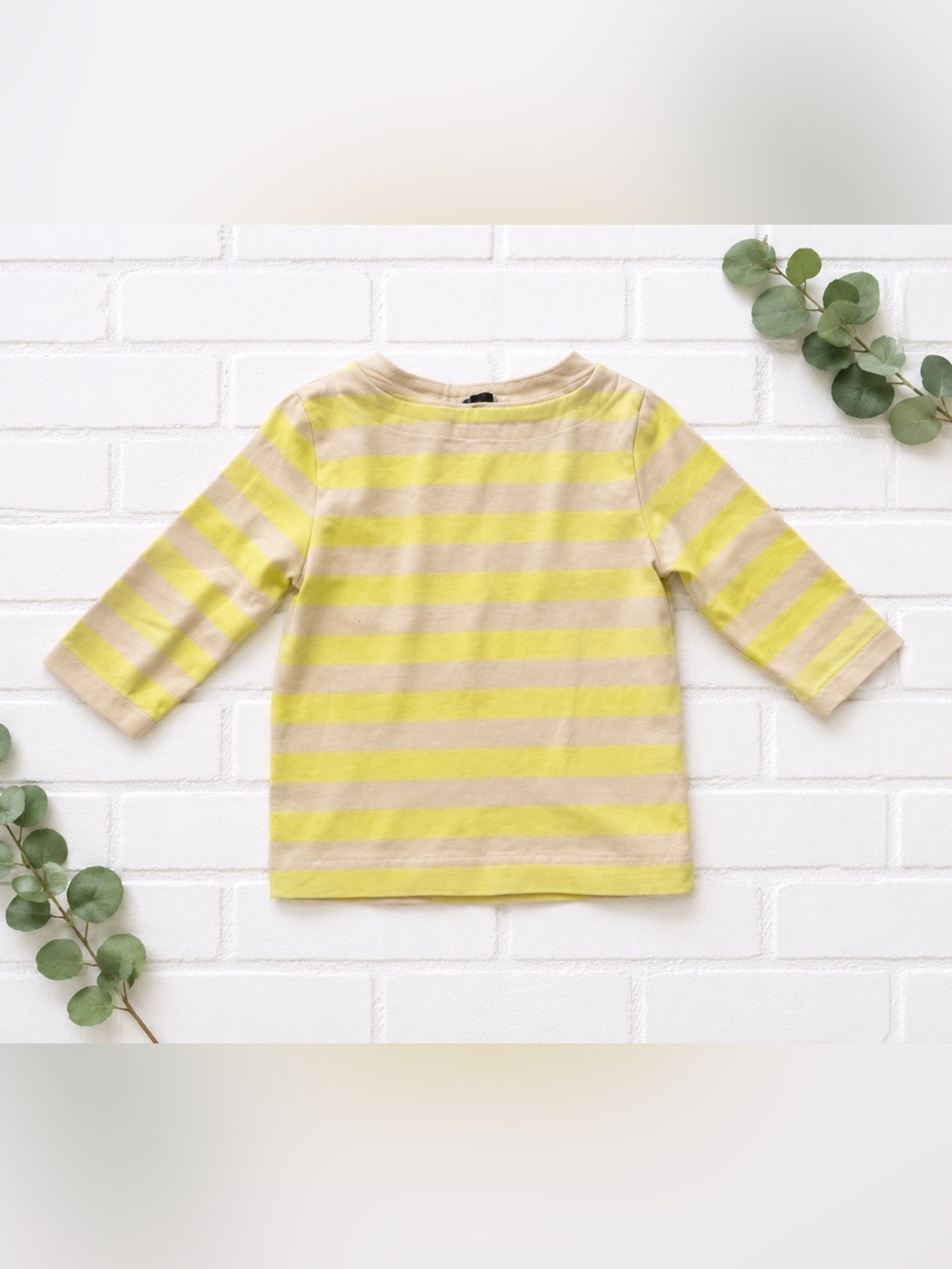 Crewcuts Striped Girls Boatneck Shirt 4 5 Yellow